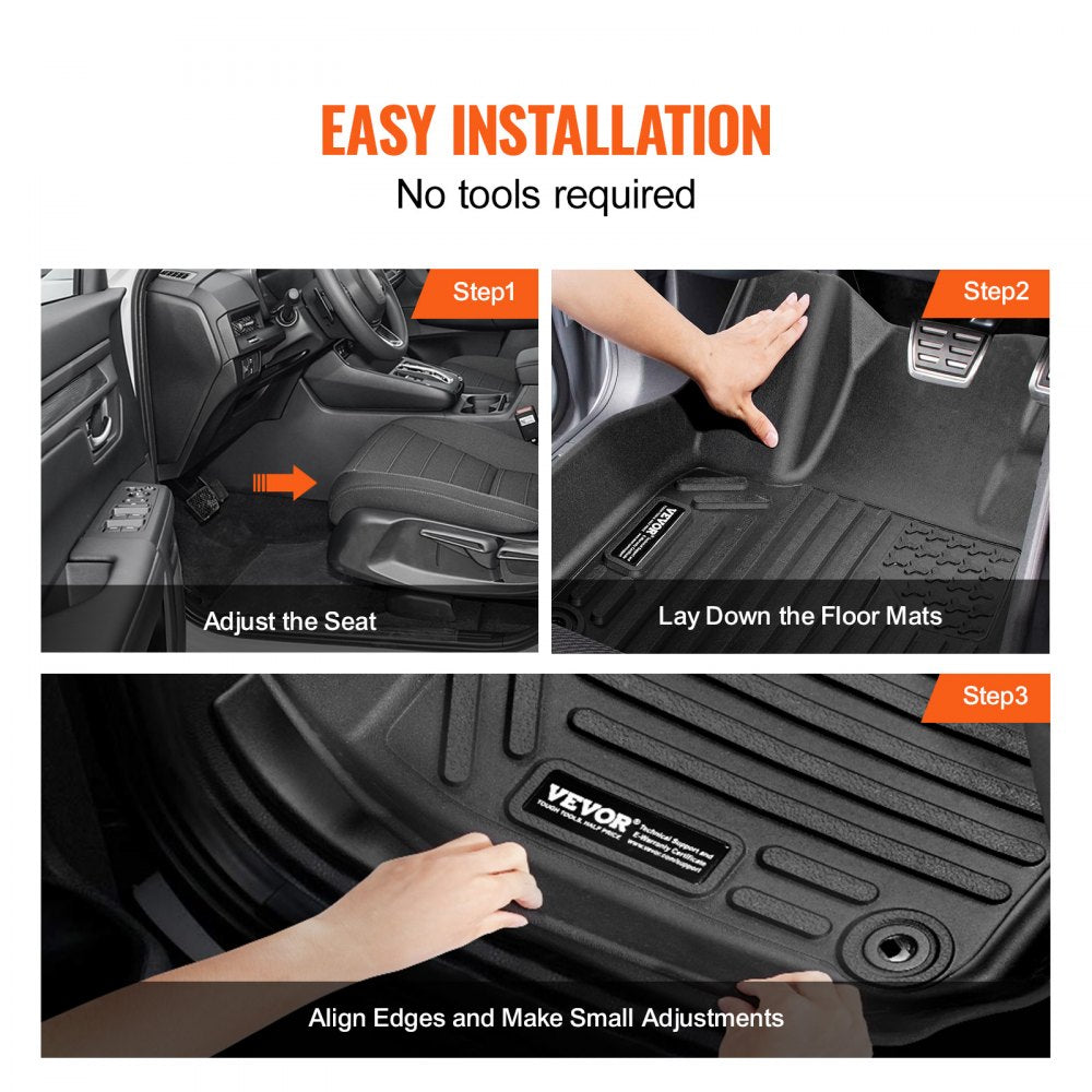 VEVOR Automotive Floor Mats, Fits for Honda CR-V (Hybrid Models) 2017-2022, 3 pcs Front and 2nd Row Liners, All Weather Custom Fit TPE Vehicle Floor Mats, Easy to Clean Floor Liners for SUV, Black