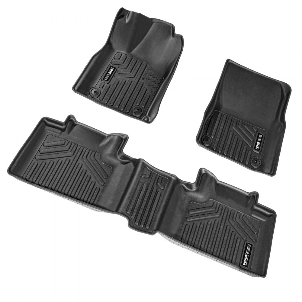VEVOR Automotive Floor Mats, Fits for Toyota RAV4 (Not for Hybrid or Prime) 2019-2024, 3 pcs Front and 2nd Row Liners, All Weather Custom Fit TPE Vehicle Floor Mats, Easy to Clean for SUV, Black