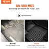 VEVOR Automotive Floor Mats, Fits for Tesla Model Y 2021-2024, 3 pcs Front and 2nd Row Liners, All Weather Custom Fit TPE Vehicle Floor Mats, Easy to Clean and Secure Floor Liners for SUV, Black