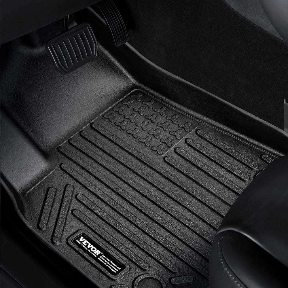 VEVOR Automotive Floor Mats, Fits for Tesla Model Y 2021-2024, 3 pcs Front and 2nd Row Liners, All Weather Custom Fit TPE Vehicle Floor Mats, Easy to Clean and Secure Floor Liners for SUV, Black