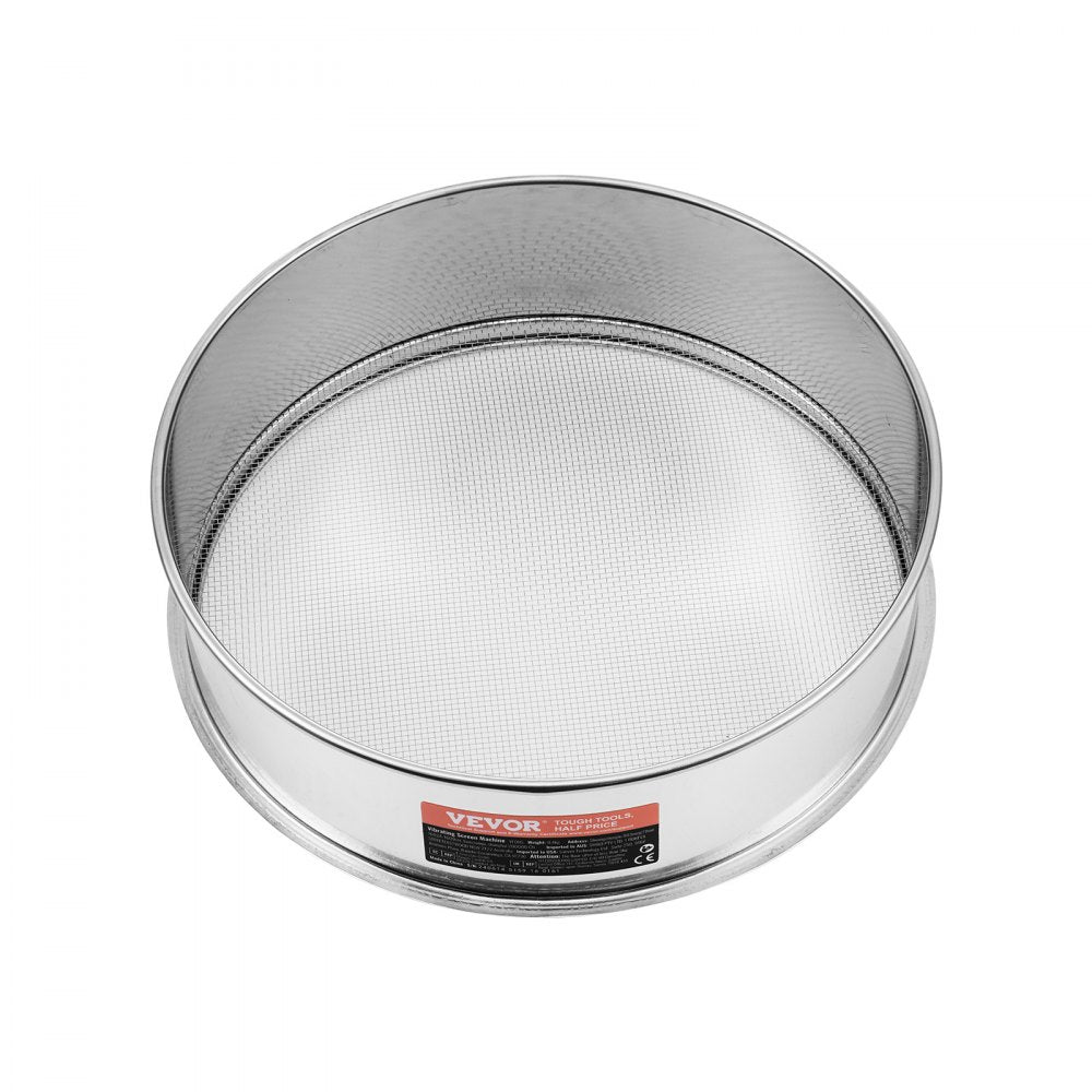 VEVOR Flour Sieve Fine Mesh, 12 Mesh Flour Sifter, 304 Stainless Steel Fine Mesh Sifter Food-grade, Dia. 12.6" Fine Mesh Strainers for Baking, 5 Sizes Mesh hole for Mungbean, Rice, Flour, Pearl Powder