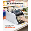 VEVOR Money Counter Machine, 1200 Notes/Minute, Cash Counter with Value Count, UV/MG/IR/DD/DBL/HLF/CHN Counterfeit Detection, TFT Display, Money Counting Machine Mixed Denomination for Dollar and Euro