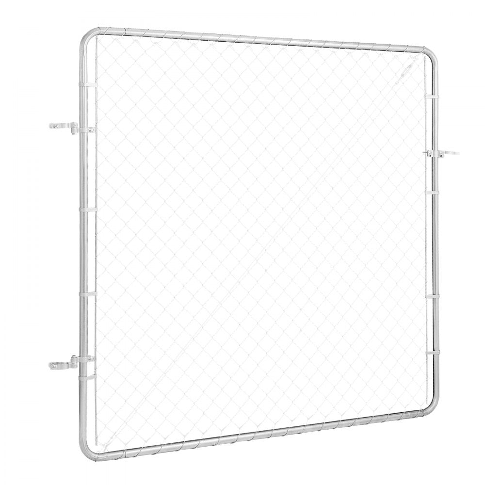 VEVOR Chain Link Fence Gate, 70 x 72 in, Adjustable Chain Link Fence Panel, Fit 3 ft (W) x 4 ft (H) Garden Fence Gate Opening, Rust-Resistant Galvanized Fencing Gate for Farm Posts Not Included