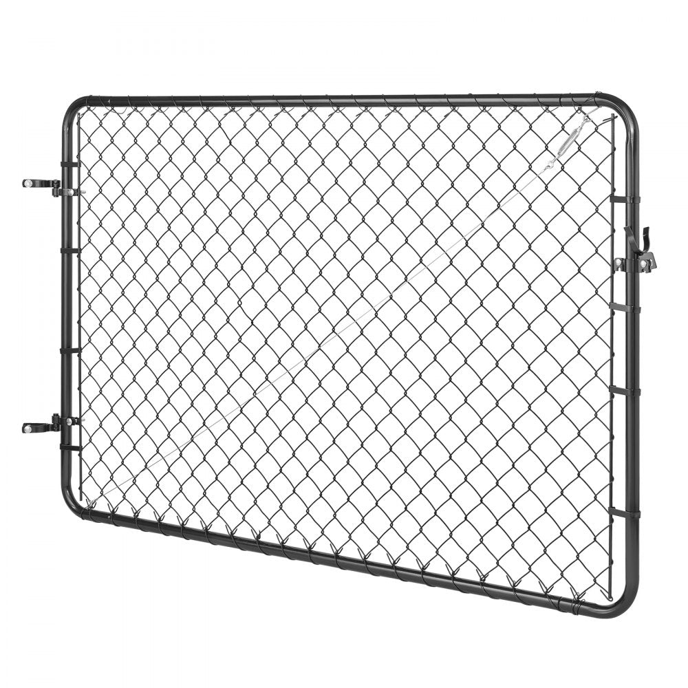 VEVOR Chain Link Fence Gate, 72 x 46 in, Adjustable Chain Link Fence Panel, Fit 2.2-6 ft (W) x 6 ft (H) Garden Fence Gate Opening, Fencing Gate with Plastic Coating, for Farm Black, Posts Not Included
