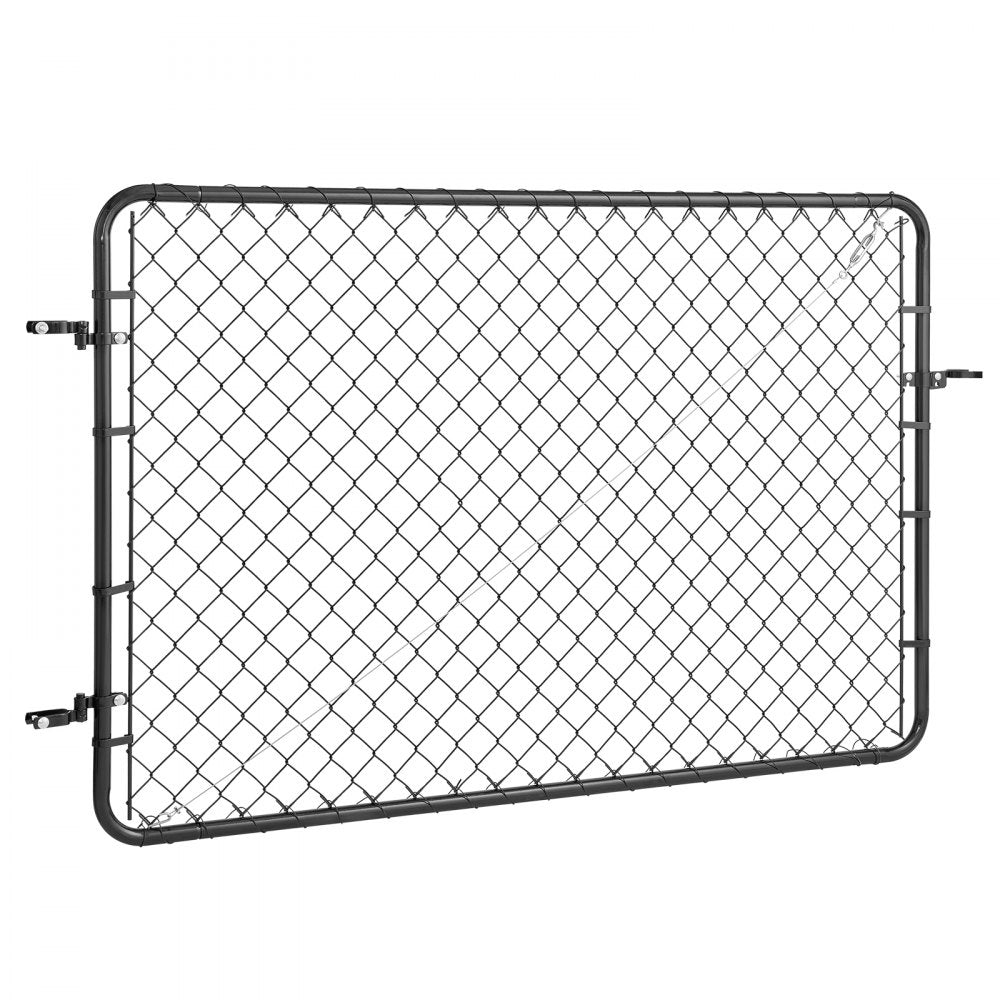 VEVOR Chain Link Fence Gate, 72 x 46 in, Adjustable Chain Link Fence Panel, Fit 2.2-6 ft (W) x 6 ft (H) Garden Fence Gate Opening, Fencing Gate with Plastic Coating, for Farm Black, Posts Not Included