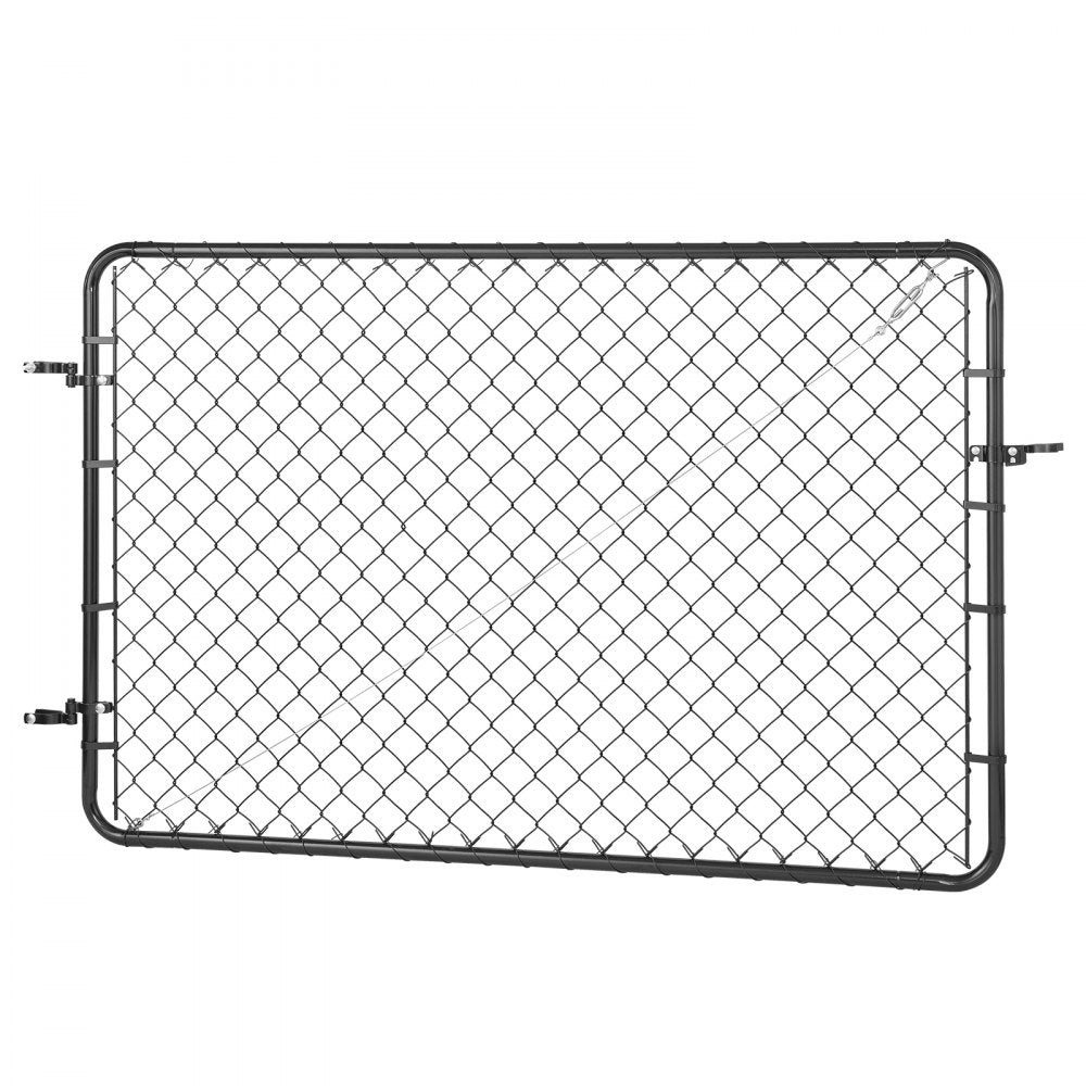 VEVOR Chain Link Fence Gate, 72 x 46 in, Adjustable Chain Link Fence Panel, Fit 2.2-6 ft (W) x 6 ft (H) Garden Fence Gate Opening, Fencing Gate with Plastic Coating, for Farm Black, Posts Not Included
