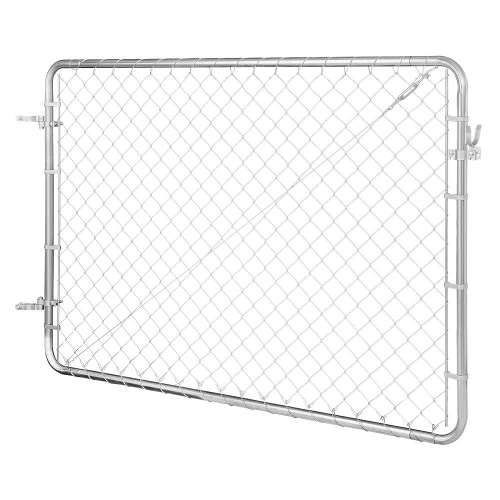 VEVOR Chain Link Fence Gate, 72 x 48 in, Adjustable Chain Link Fence Panel, Fit 2.2-6 ft (W) x 6 ft (H) Garden Fence Gate Opening, Rust-Resistant Galvanized Fencing Gate for Farm, Posts Not Included