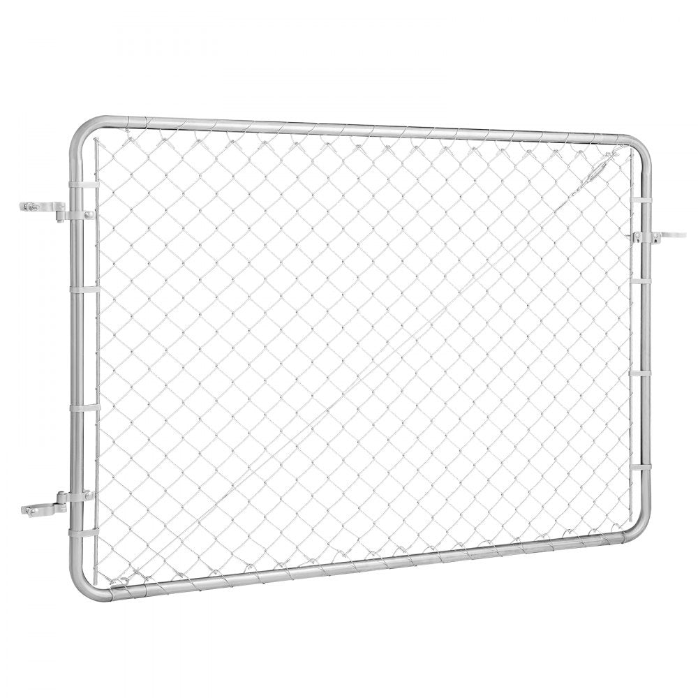 VEVOR Chain Link Fence Gate, 72 x 48 in, Adjustable Chain Link Fence Panel, Fit 2.2-6 ft (W) x 6 ft (H) Garden Fence Gate Opening, Rust-Resistant Galvanized Fencing Gate for Farm, Posts Not Included