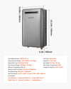 Product dimensions and key specs infographic (JSW38-20L-A)