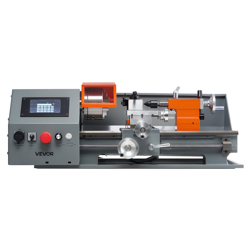 VEVOR Metal Lathe 8"x16" 1100W Benchtop CNC Metal Lathe Touchscreen Control, for Fully Automatic Metalworking Turning, Quick-Change Tool Post, Electronic Leadscrew Drive, Variable Speed 2500 RPM Max