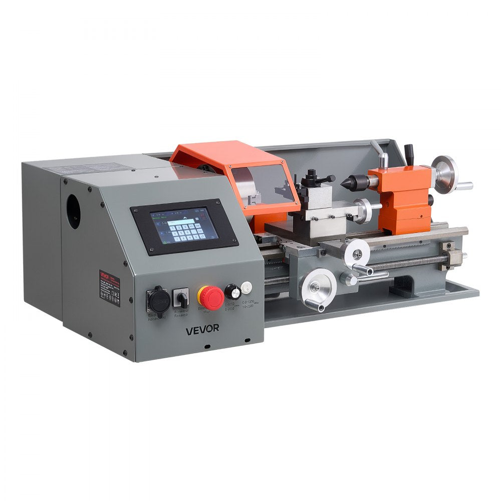 VEVOR Metal Lathe 8"x16" 1100W Benchtop CNC Metal Lathe Touchscreen Control, for Fully Automatic Metalworking Turning, Quick-Change Tool Post, Electronic Leadscrew Drive, Variable Speed 2500 RPM Max