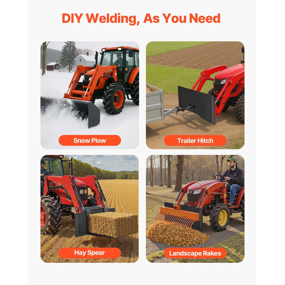 VEVOR 1/2 in Skid Steer Mount Plate, Universal Quick Attach Mount Plate, Easy to Bolt, 9000lbs Load Capacity, Heavy Duty Steel Loader Plates Compatible with Kubota Bobcat Skid Steers & Tractors
