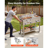 VEVOR Outdoor Propane Griddle, 3 Burners (11,600 BTU Each), Commercial Stainless Steel Griddle with Two 1/3 Size Food Warming Pans, Portable Cart with 4 Lockable Wheels, for Hot Dogs, Burgers & Meats