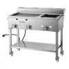 VEVOR Outdoor Propane Griddle, 3 Burners (11,600 BTU Each), Commercial Stainless Steel Griddle with Three 1/3 Size Food Pans, Portable Cart with Wheels & Gas Stove, for Hot Dogs, Burgers & Meats