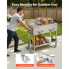 VEVOR Outdoor Propane Deep Fryer, 2 Burners (11,600 BTU Each), Commercial Fryer with Two 1/3 Size Food Warming Pans, Multi-Purpose Frying Cart with 4 Lockable Wheels, for Fried Chicken & Fries