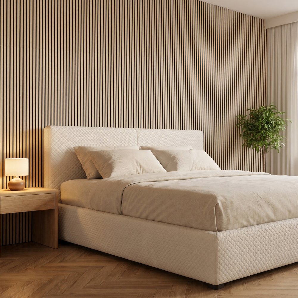 VEVOR Wood Wall Panels, 47.2 x 23.6 in, Acoustic Slat Panels, Oak Finish, Sound Absorbing for Living Rooms, Bedrooms, Offices, Studios, Interior Wall Decor, MDF & PET Construction, Screw Kit, 6-Pack
