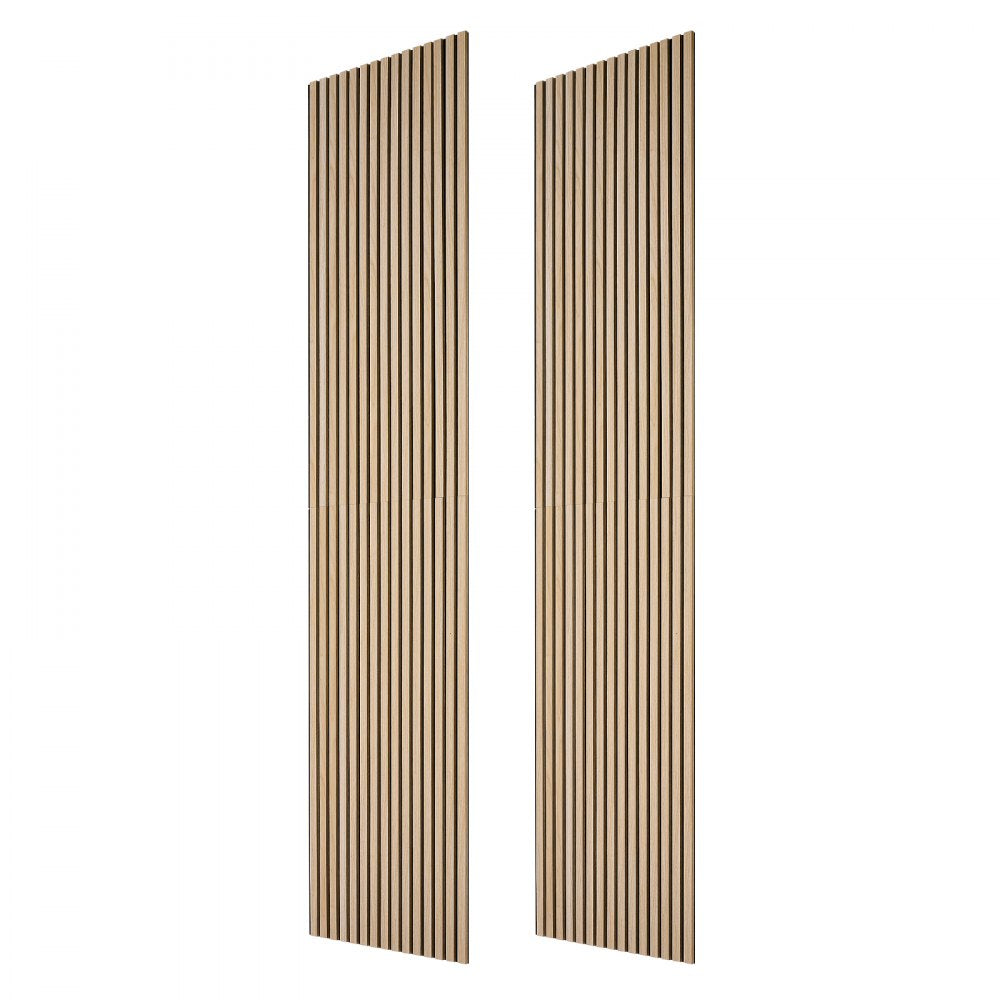 VEVOR Wood Wall Panels, 94.5 x 23.6 in, Acoustic Slat Panels, Oak Finish, Sound Absorbing for Living Rooms, Bedrooms, Offices, Studios, Interior Wall Decor, MDF & PET Construction, Screw Kit, 2-Pack