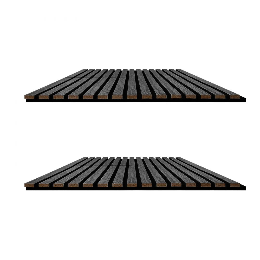 VEVOR Wood Wall Panels, 94.5 x 23.6 inches, Acoustic Slat Panels, Black Oak, Sound Absorbing for Living Rooms, Bedrooms, Offices, Studios, Interior Wall Decor, MDF & PET Construction, Screw Kit, 2-Pack