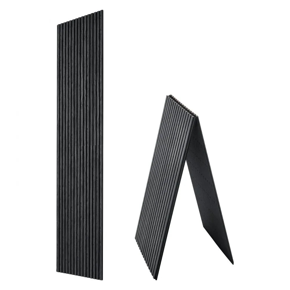 VEVOR Wood Wall Panels, 94.5 x 23.6 inches, Acoustic Slat Panels, Black Oak, Sound Absorbing for Living Rooms, Bedrooms, Offices, Studios, Interior Wall Decor, MDF & PET Construction, Screw Kit, 2-Pack