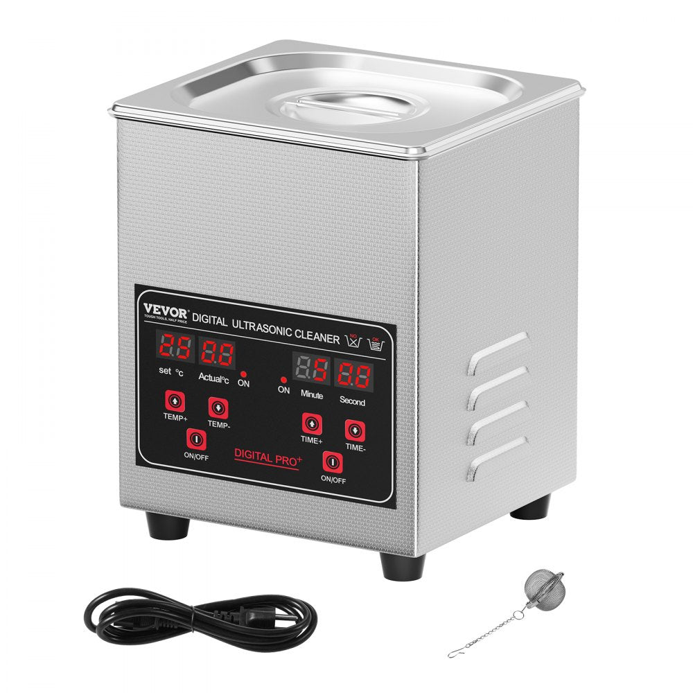 VEVOR Ultrasonic Cleaner, 1.3L Professional 60W Cleaning Machine with Timer & Heater, 40kHz Digital Ultrasonic Cleaner with Basket for Watch Glasses Jewelry Retainer Industrial Parts Tools