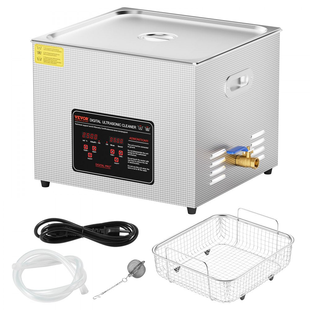 VEVOR Ultrasonic Cleaner, 15L Professional 360W Cleaning Machine with Timer & Heater, 40kHz Digital Ultrasonic Cleaner with Basket for Watch Glasses Jewelry Retainer Industrial Parts Tools