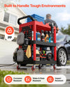 VEVOR Utility Cart, 300 lbs Capacity, 3 Tier Service Cart with 360° Swivel Wheels (2 with Brakes), Heavy Duty Plastic Rolling with Trays and Pegboards, Tool Storage for Garage, Warehouse & Repair Shop