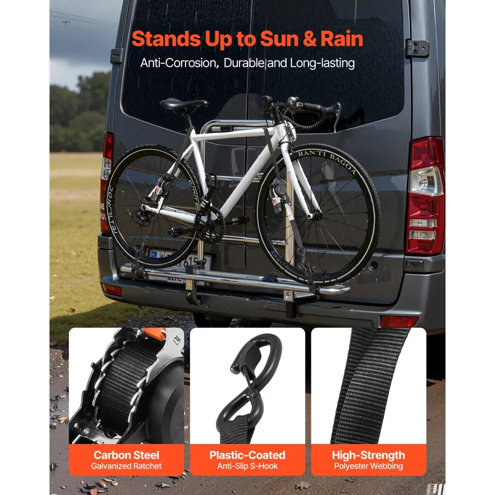 VEVOR Retractable Ratchet Straps, 1 in x 10 ft, Tie Down Straps with S Hooks, 1200 lbs Break Strength, 4 Soft Loops, Tie Down Ratcheting for Moving, Trailers, Motorcycles, Kayaks, Car Roof, 4 Pack