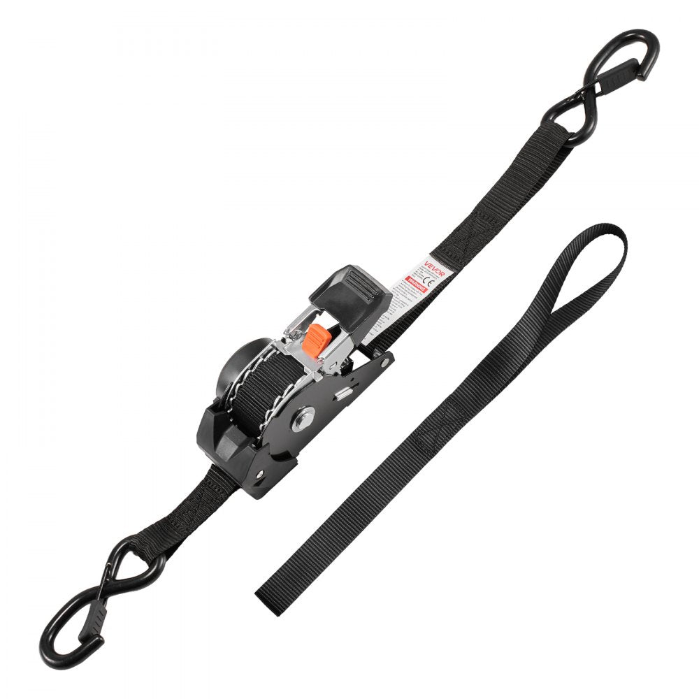 VEVOR Retractable Ratchet Straps, 1 in x 10 ft, Tie Down Straps with S Hooks, 1200 lbs Break Strength, 4 Soft Loops, Tie Down Ratcheting for Moving, Trailers, Motorcycles, Kayaks, Car Roof, 4 Pack