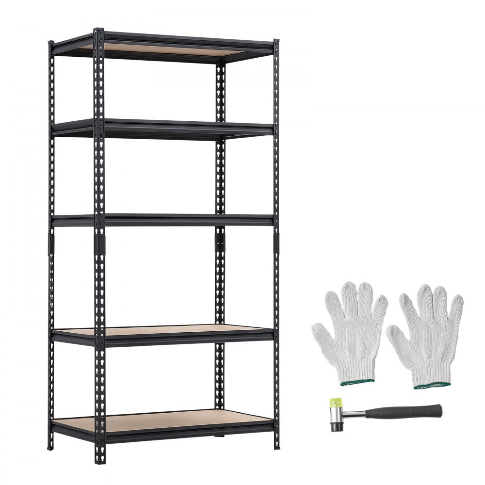 VEVOR Storage Shelves, 5-Tier Adjustable, 2000 lbs Capacity, Heavy Duty Garage Storage Shelving Unit, Metal Utility Rack Shelf, for Garage Warehouse Basement Kitchen, 36.34" W x 18.07" D x 71.38" H