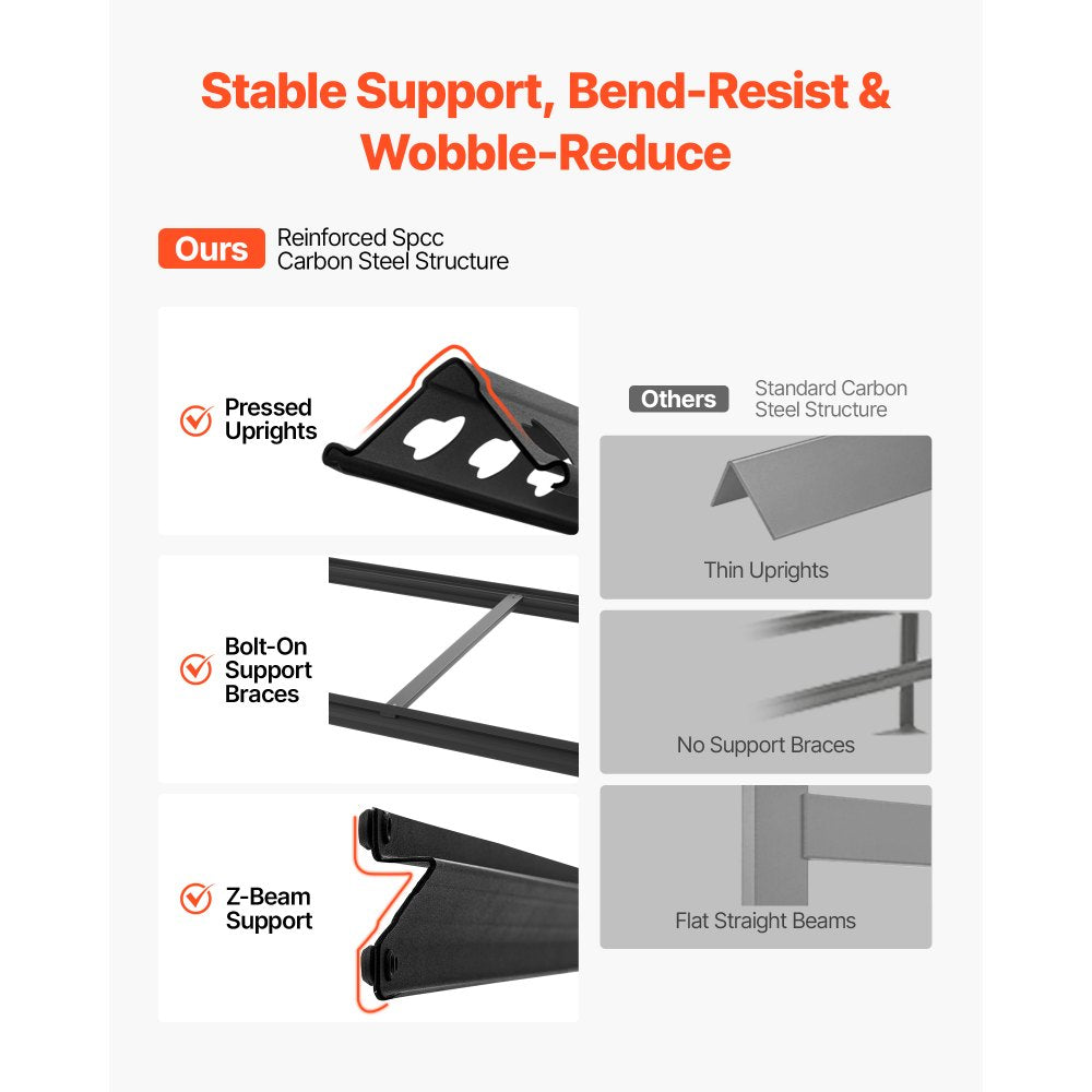 VEVOR Storage Shelves, 5-Tier Adjustable, 2000 lbs Capacity, Heavy Duty Garage Storage Shelving Unit, Metal Utility Rack Shelf, for Garage Warehouse Basement Kitchen, 48.35" W x 18.07" D x 71.38" H