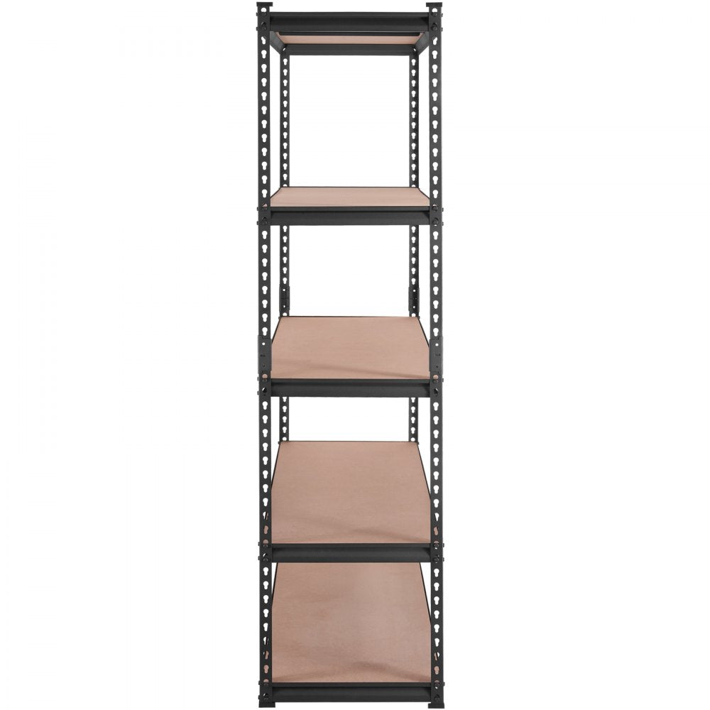 VEVOR Storage Shelving Unit, 5-Tier Adjustable, 2000 lbs Capacity, Heavy Duty Garage Shelves Metal Organizer Utility Rack, Black, 18" D x 48" W x 72" H for Kitchen Pantry Basement Bathroom Laundry