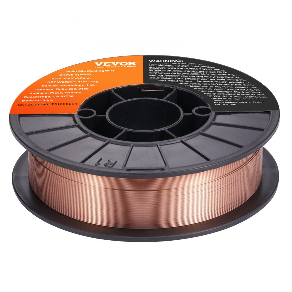 VEVOR Solid MIG Welding Wire, ER70S-6 0.030-inch 11LBS with Low Splatter and High Levels of Deoxidizers for All Position Gas Welding