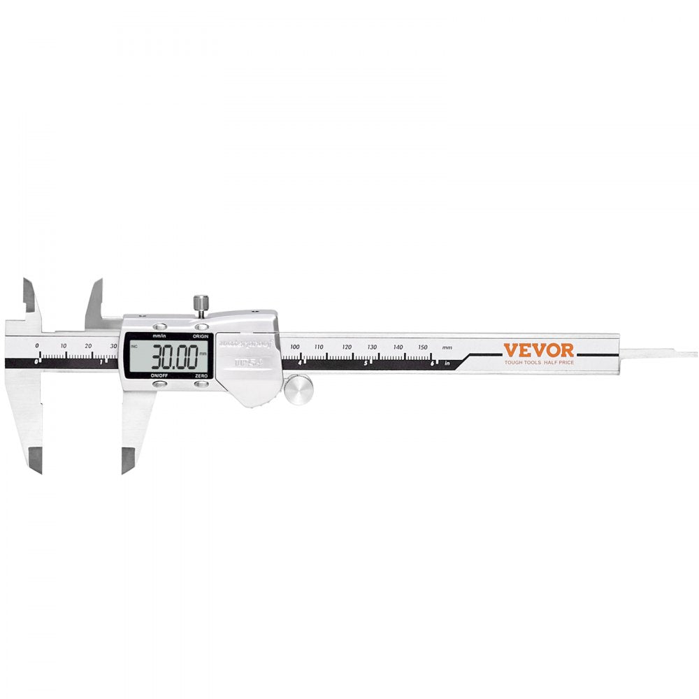 VEVOR Digital Caliper, 0-6" Calipers Measuring Tool, Electronic Micrometer Caliper w/ ABS Oringinal Zero Function, Large LCD Screen & 4 Measurement Modes, Inch & mm Conversion, Extra 2 Batteries