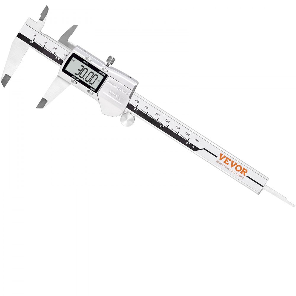 VEVOR Digital Caliper, 0-6" Calipers Measuring Tool, Electronic Micrometer Caliper w/ ABS Oringinal Zero Function, Large LCD Screen & 4 Measurement Modes, Inch & mm Conversion, Extra 2 Batteries