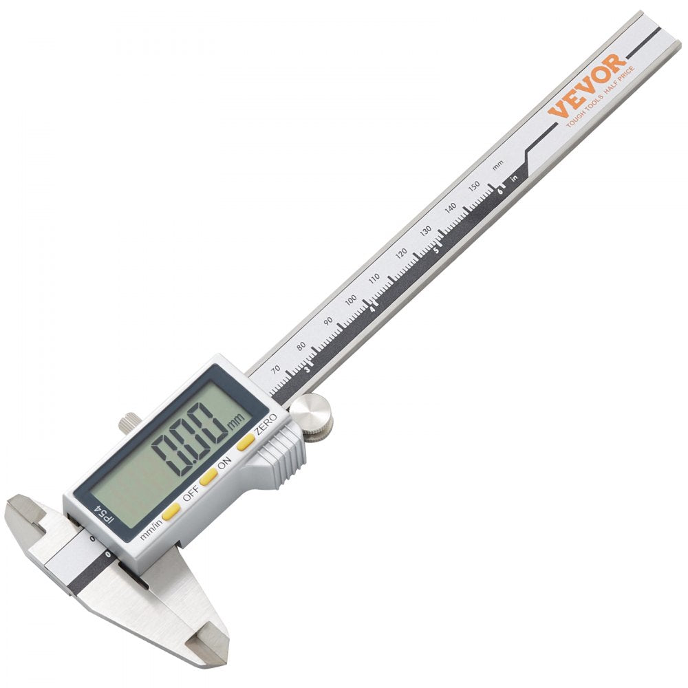 VEVOR Digital Caliper, Calipers Measuring Tool 0-6", Electronic Micrometer Caliper with Large LCD Screen, IP54 Waterproof & 4 Measurement Modes, Inch and Millimeter Conversion, Two Batteries Included