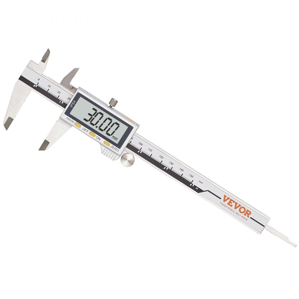 VEVOR Digital Caliper, Calipers Measuring Tool 0-6", Electronic Micrometer Caliper with Large LCD Screen, IP54 Waterproof & 4 Measurement Modes, Inch and Millimeter Conversion, Two Batteries Included