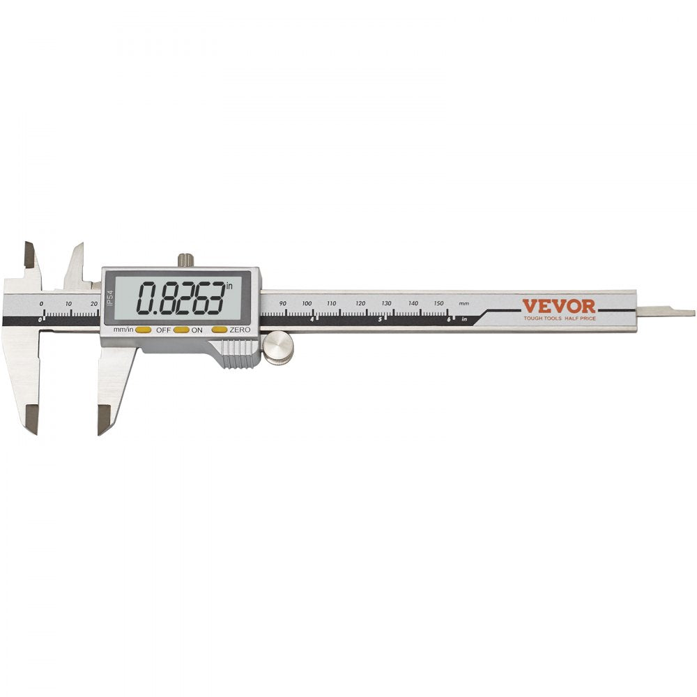 VEVOR Digital Caliper, Calipers Measuring Tool 0-6", Electronic Micrometer Caliper with Large LCD Screen, IP54 Waterproof & 4 Measurement Modes, Inch and Millimeter Conversion, Two Batteries Included