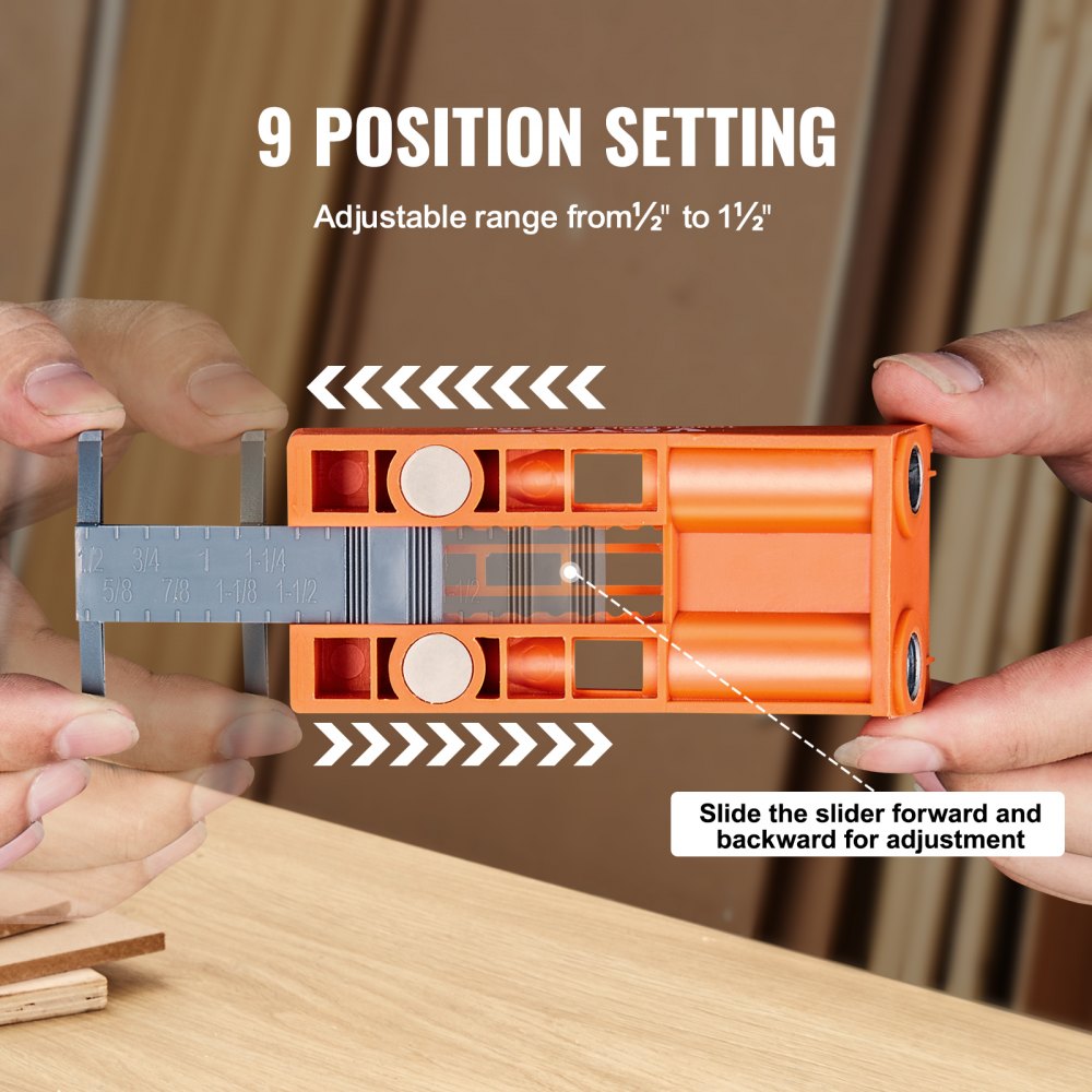VEVOR Pocket Hole Jig, 56 Pcs Mini Jig Pocket Hole System with 9" C-clamp, Step Drill, Wrench, Square Drive Bit, Drill Stop Ring, and Screws, for DIY Carpentry Projects