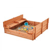 VEVOR Wooden Sandbox, 52.4 x 47.2 x 16.9 in Sand Box, Sand Pit with Foldable Bench Seats and Bottom Liner, Natural Wood Kids Sandbox for Outdoor Backyard, Beach, Park, Gift for Boys Girls Ages 3-12