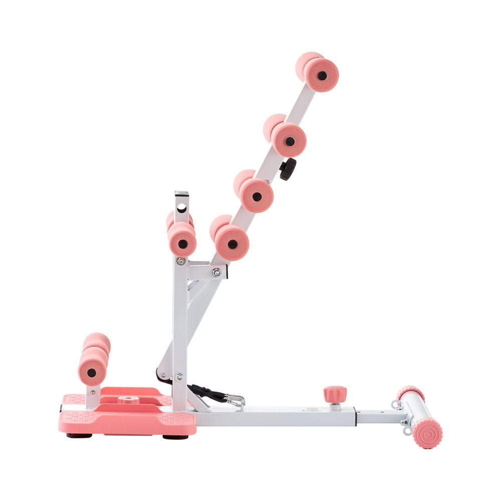 VEVOR Deep Squat Machine, Adjustable Glutes Trainer Machine with 3 High-Strength Resistance Bands, Folding Core Leg and Glutes Exercise Trainer, Push Up Workout Equipment at Home Gym, Pink + White