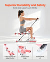 VEVOR Deep Squat Machine, Adjustable Glutes Trainer Machine with 3 High-Strength Resistance Bands, Folding Core Leg and Glutes Exercise Trainer, Push Up Workout Equipment at Home Gym, Pink + White