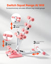 VEVOR Deep Squat Machine, Adjustable Glutes Trainer Machine with 3 High-Strength Resistance Bands, Folding Core Leg and Glutes Exercise Trainer, Push Up Workout Equipment at Home Gym, Pink + White