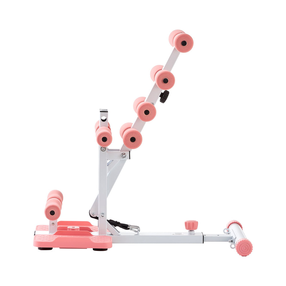 VEVOR Deep Squat Machine, Adjustable Glutes Trainer Machine with 3 High-Strength Resistance Bands, Folding Core Leg and Glutes Exercise Trainer, Push Up Workout Equipment at Home Gym, Pink + White