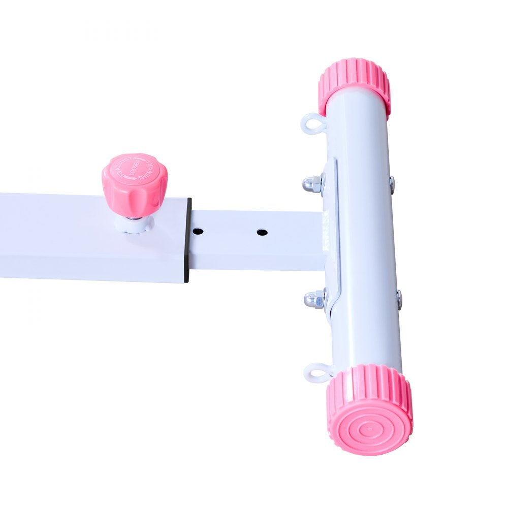 VEVOR Deep Squat Machine, Adjustable Glutes Trainer Machine with 3 High-Strength Resistance Bands, Folding Core Leg & Glutes Exercise Trainer, Push Up Workout Equipment at Home Gym, Pink + White
