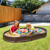 VEVOR Sandbox with Cover, 72 x 41.5 x 9.1 in Oval Sand Box, HDPE Sand Pit with 4 Corner Seating and Bottom Liner, Kids Sandbox for Outdoor Backyard, Beach, Park, Gift for Boys Girls Ages 3-12, Brown