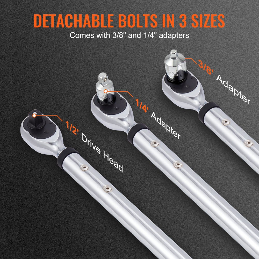 VEVOR Digital Torque Wrench, 1/2" Drive Electronic Torque Wrench, Torque Wrench Kit 25-250ft.lb/34-340n.m Torque Range Accurate to ±2%, 3-Mode Adjustable Torque Wrench Set with LED Buzzer Calibration