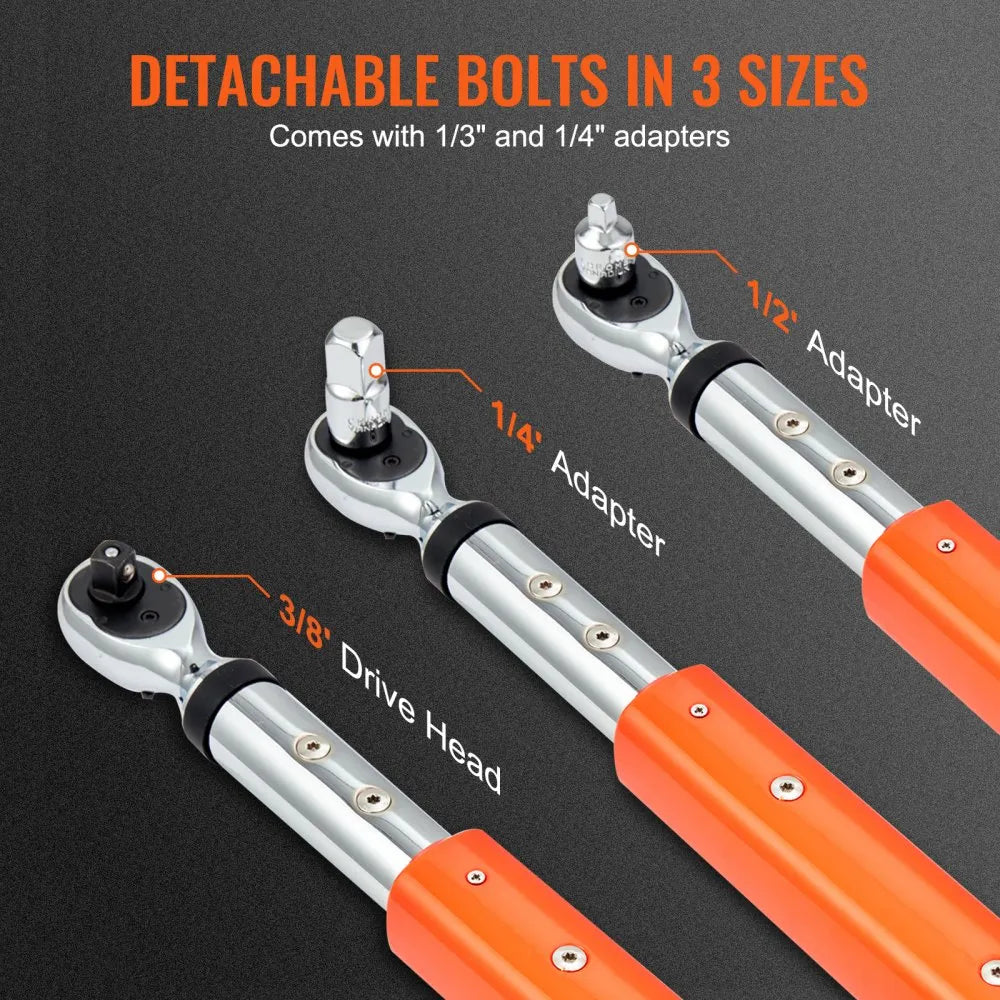 VEVOR Digital Torque Wrench, 3.7-37ft.lb/5-50n.m 3/8" Drive Electronic Torque Wrench, Torque Wrench Kit Torque Range Accurate to ±2%,  3-Mode Adjustable Torque Wrench Set with LED Buzzer Calibration