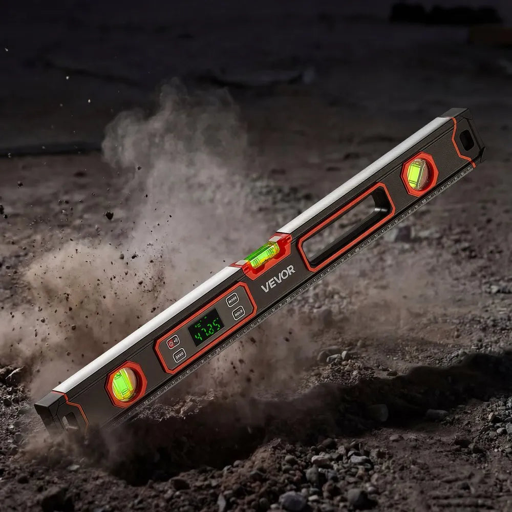 VEVOR Digital Level, 24 in Length, Magnetic Electronic Level with LED Backlit Display, 360° Electronic Leveler Tool with 0°/45°/90° Bubble Vials, IP54 Rating for Construction Carpentry Home Renovation