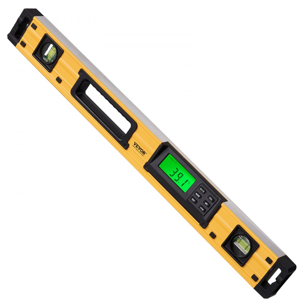 VEVOR Magnetic Torpedo Level, 600mm, LED Backlit Screen Mechanical Bubble Vials Ruler for 0-360 Degree, Gravity Sensor Aluminum Alloy Leveler Tool w/ Viewing Window, Shock-Resistant for Plumbing, Wood