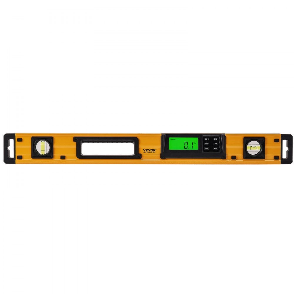 VEVOR Magnetic Torpedo Level, 600mm, LED Backlit Screen Mechanical Bubble Vials Ruler for 0-360 Degree, Gravity Sensor Aluminum Alloy Leveler Tool w/ Viewing Window, Shock-Resistant for Plumbing, Wood